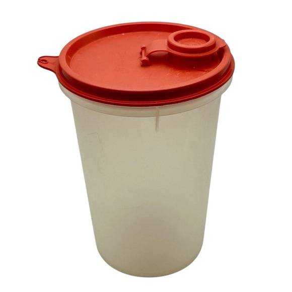 Vintage Tupperware Liquid Container Snap Lid  Clear Container 329-15 Red Lid USA - Picture 1 of 6